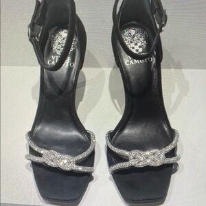 Vince Camuto Black Heels with Silver Detailing